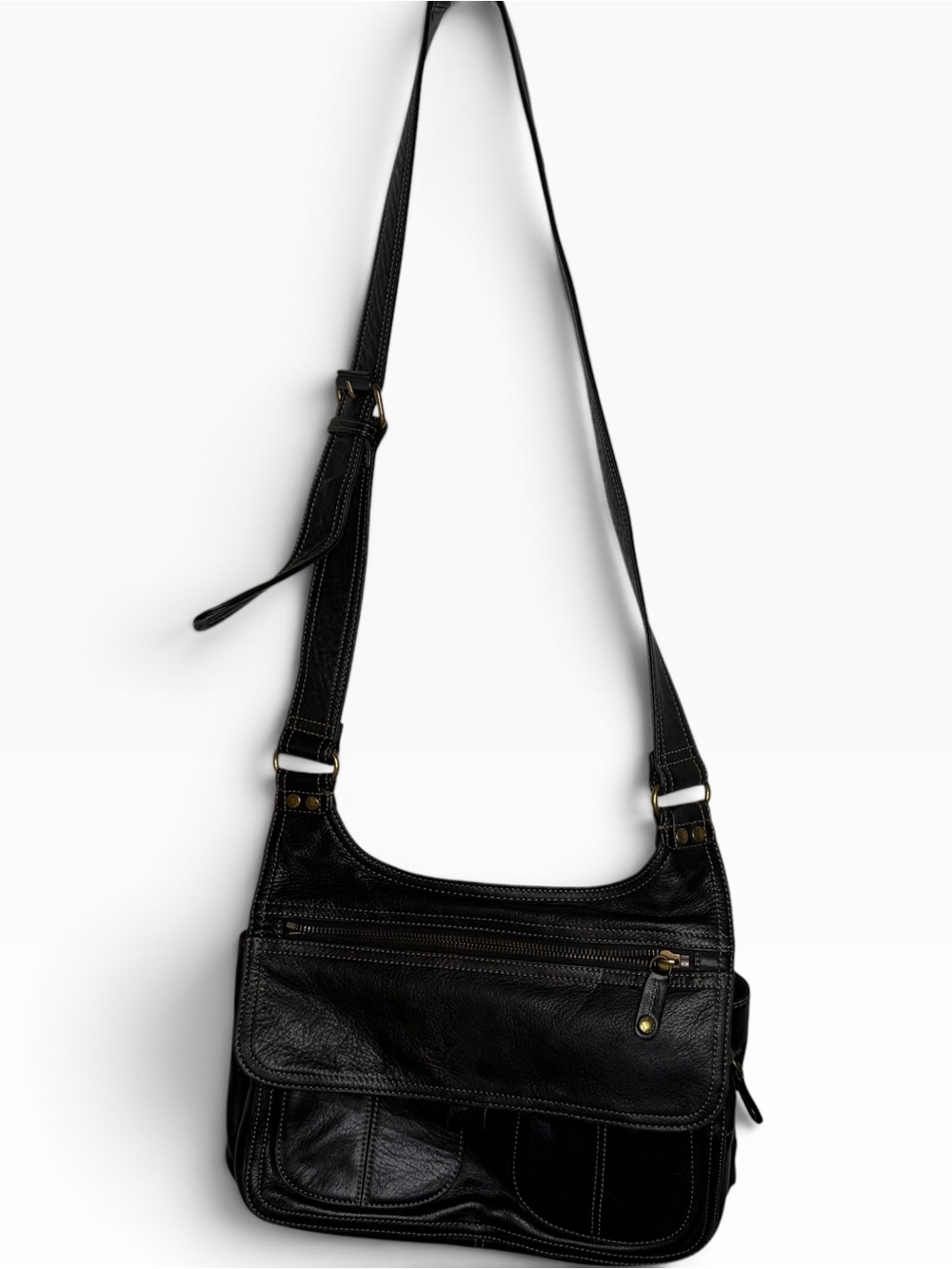 Fossil Black Leather Shoulder Crossbody Bag